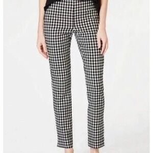 J. Jill Womens Black White Gingham Check Ankle Pants Size 8 Slim Leg Stretch
